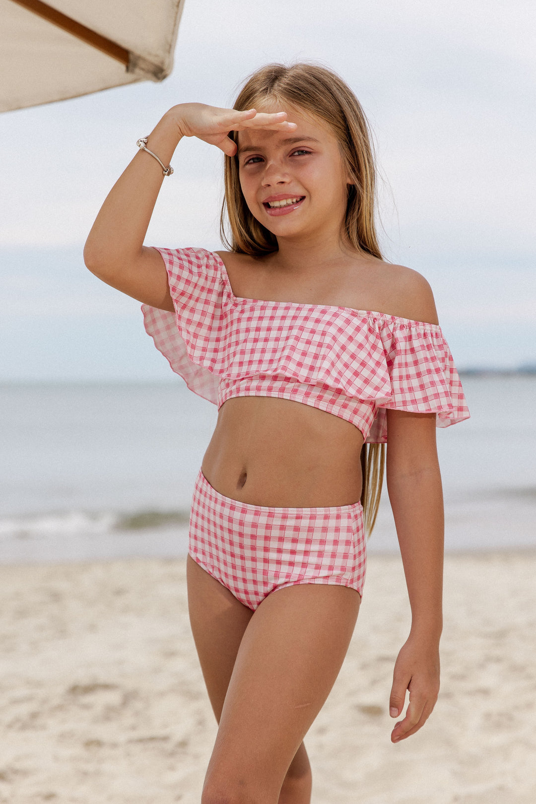 Conjunto Biquíni Bianca Adolescente da Lili Sampedro, Moda Praia Juvenil. Na Estampa, Vichy Rosa.