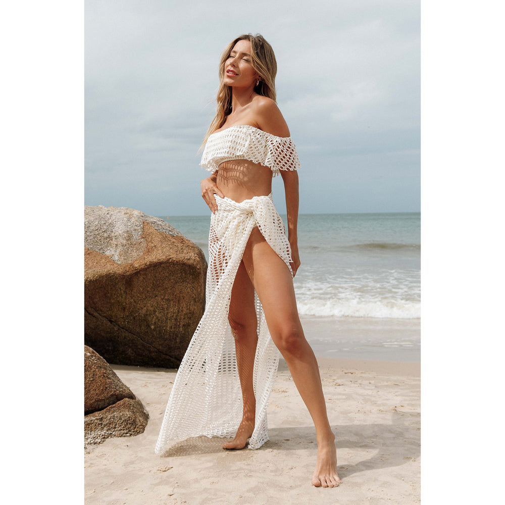 Pareo Renda Off White com Top Ciganinha Combinando Look para Reveillon da Lili Sampedro