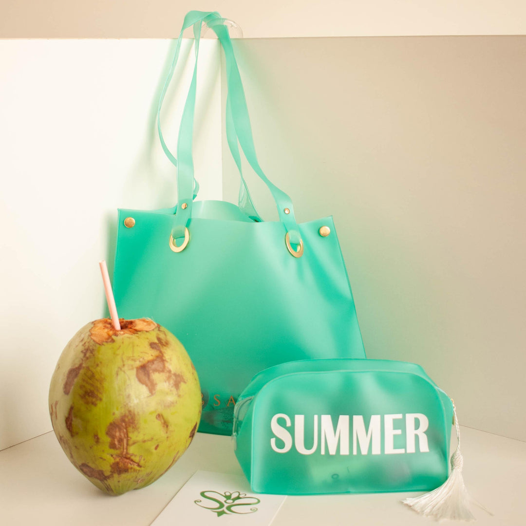 Bolsa de Praia e Piscina de Silicone Plástico Aprova Dágua Cor Verde Água da Lili Sampedro