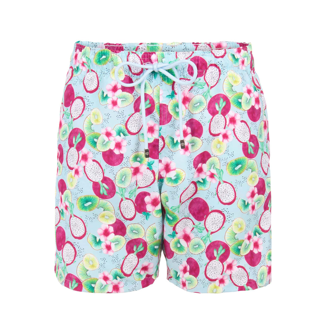 Short Adulto Masculino de Praia Bermuda na Estampa Kiwi e Pitaya da Lili Sampedro