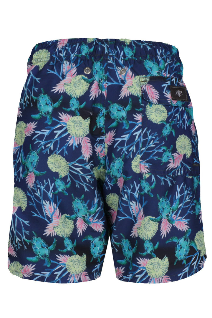 Short Masculino de Praia Bermuda Estampada Tartaruga Azul com Look para a Família toda combinando da Lili Sampedro