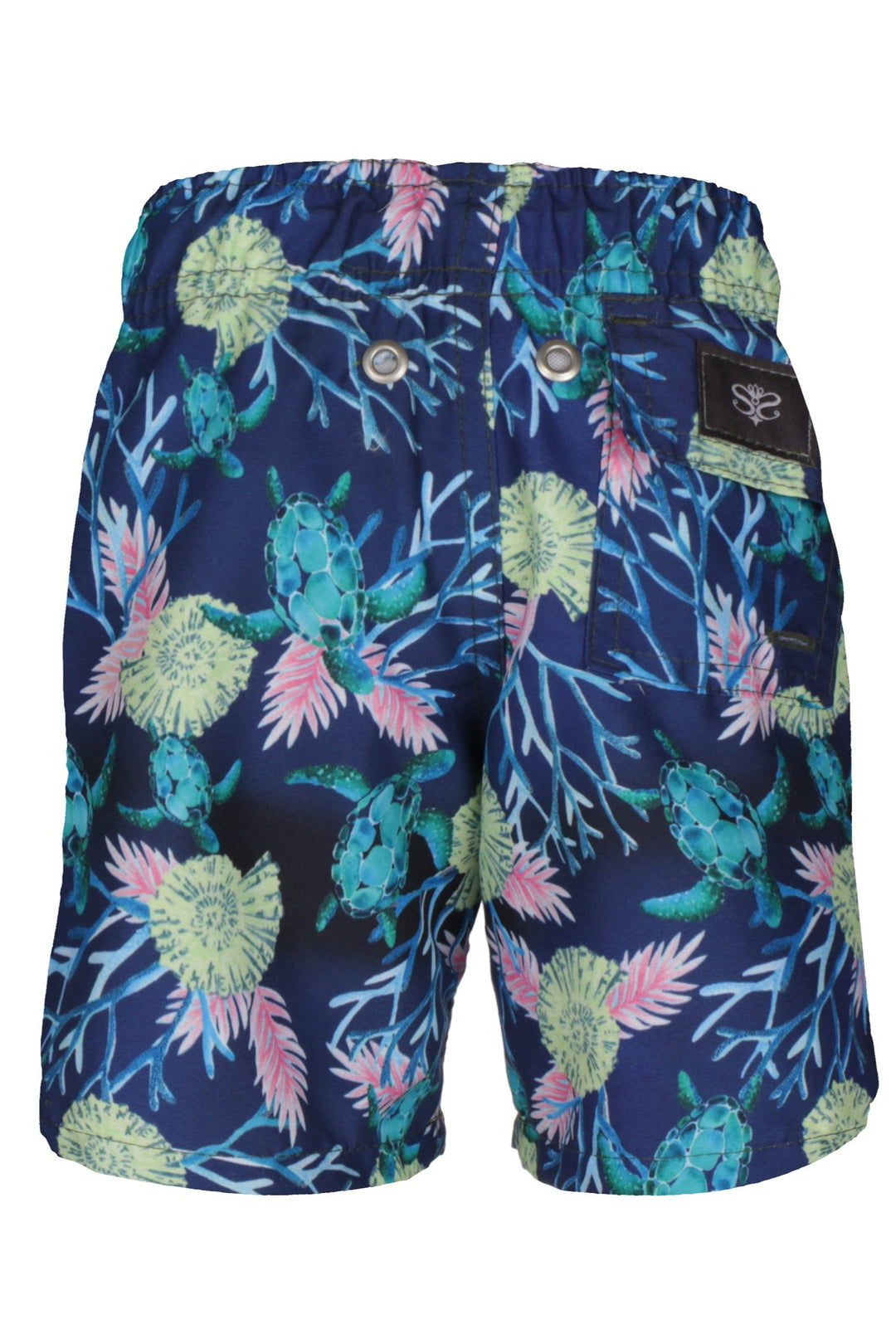 Short Infantil de Praia Bermuda Estampada Tartaruga Azul Look Tal Pai Tal Filho de Praia da Lili Sampedro